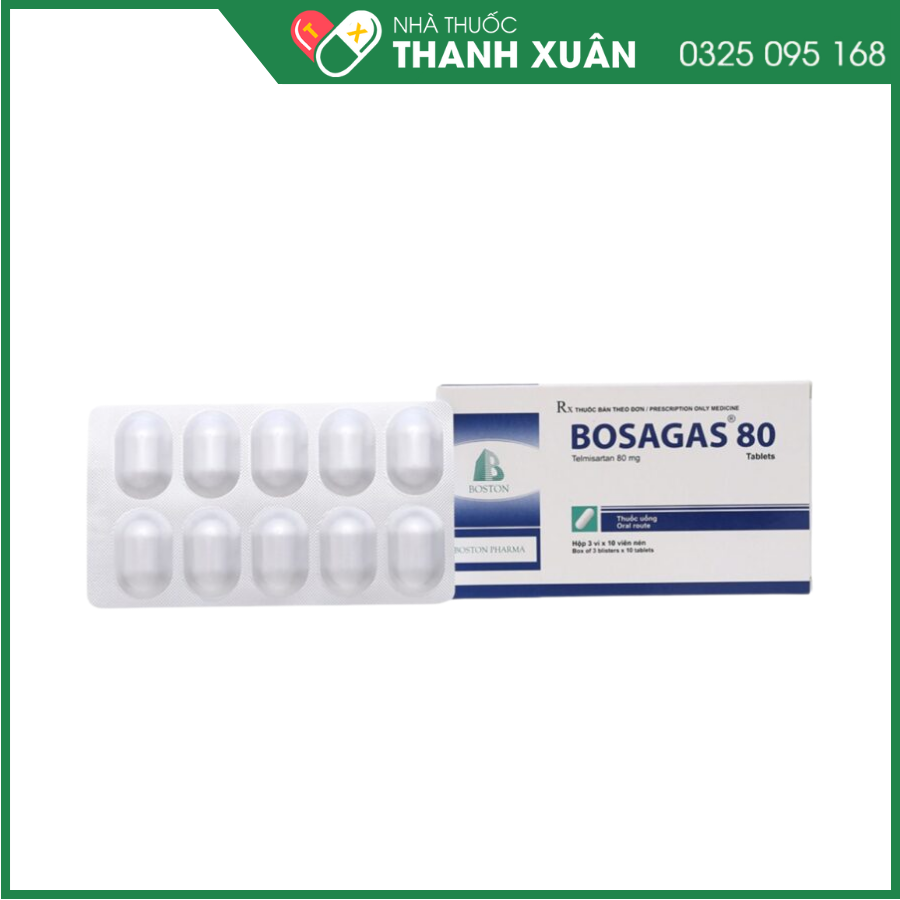 Bosagas 80 điều trị tăng huyết áp, suy tim, bệnh thận